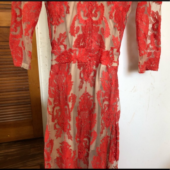 For Love & Lemons Red San Marco Lace Midi Dress S - Picture 8 of 16